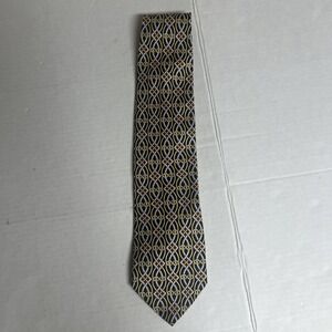 Paolo Gucci Mens Tie Geometric Black Burgandy Gold 100% Silk Italy